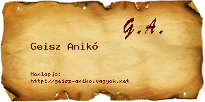 Geisz Anikó névjegykártya